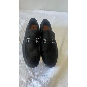 Ferro Aldo Demi Tri Black Faux Suede Loafer Handcrafted Men's Size 8 EUC!